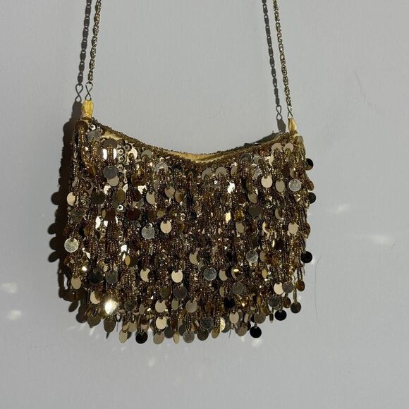 ✨ Vintage Gold Sequin Bag – Boho Glam Statement Piece ✨ - Picture 2 of 8